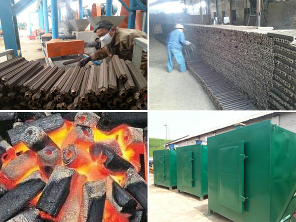 charcoal production with carbonizing furnace
