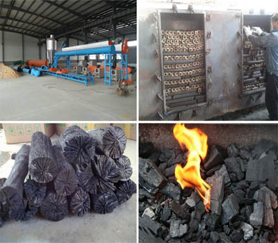 The difference of making charcoal with log and straw