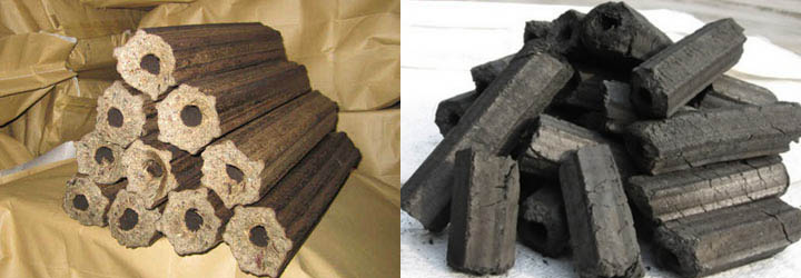 Briquette and charcoal