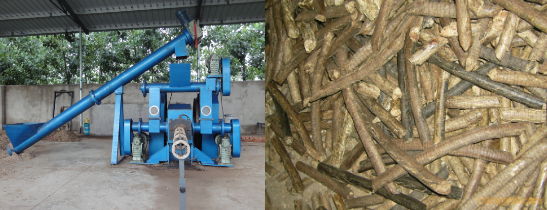 Briquette machine and peanut shell pellets