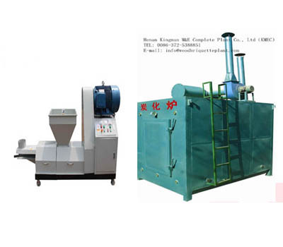 Briquette machine and carbonizing furnace