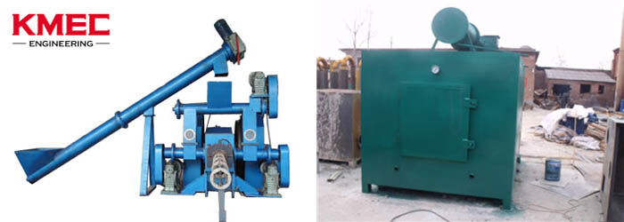 Briquette machine and carbonizing furnace