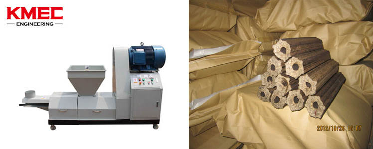 Briquette machine and bagged briquettes