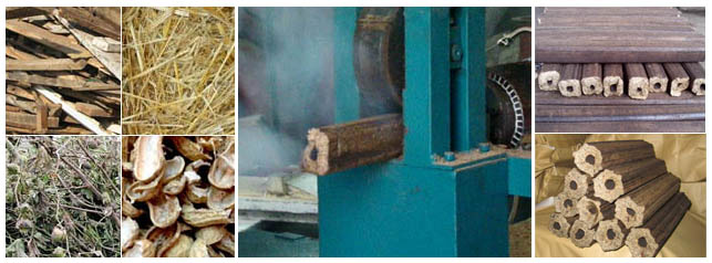 Raw material and briquette machine