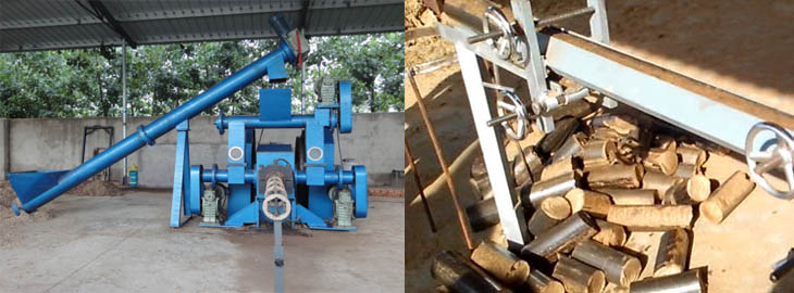 Briquette machine and briquettes